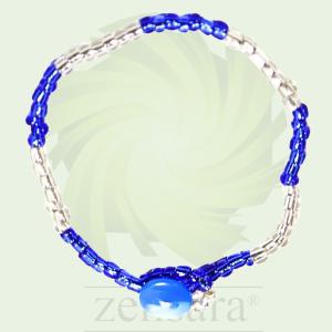 PULSERA ORISHA YEMAYA BOTÓN AZUL DE 1 HILO EN ZENSARA